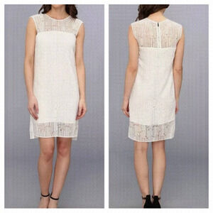 Vince CAMUTO Graphic‎ Illusion in Colour New Ivory Chevron Shift Mini Dress Sz 4